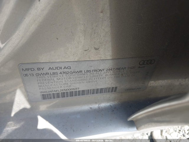 Продажа на аукционе авто 2014 Audi A4 2.0t Premium, vin: WAUAFAFL2EN000597, номер лота: 45798835