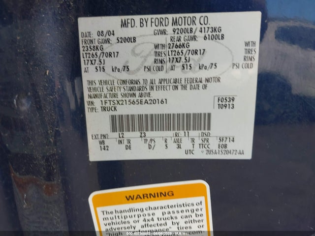2005 Ford F-250 მანქანა იყიდება აუქციონზე, vin: 1FTSX21565EA20161, აუქციონის ნომერი: 45798853