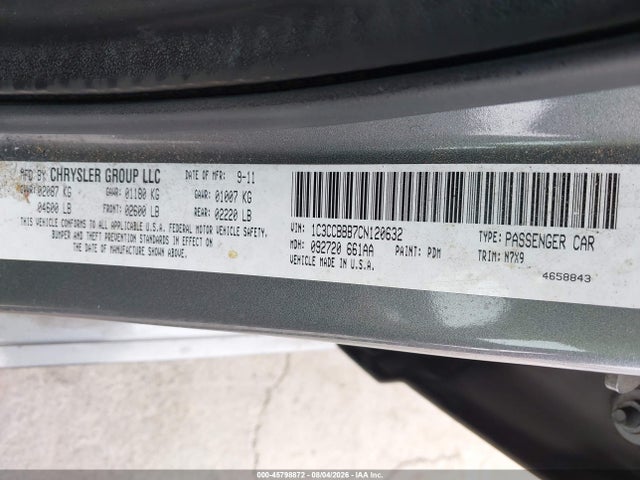 45798872 :رقم المزاد ، 1C3CCBBB7CN120632 vin ، 2012 Chrysler 200 Touring مزاد بيع