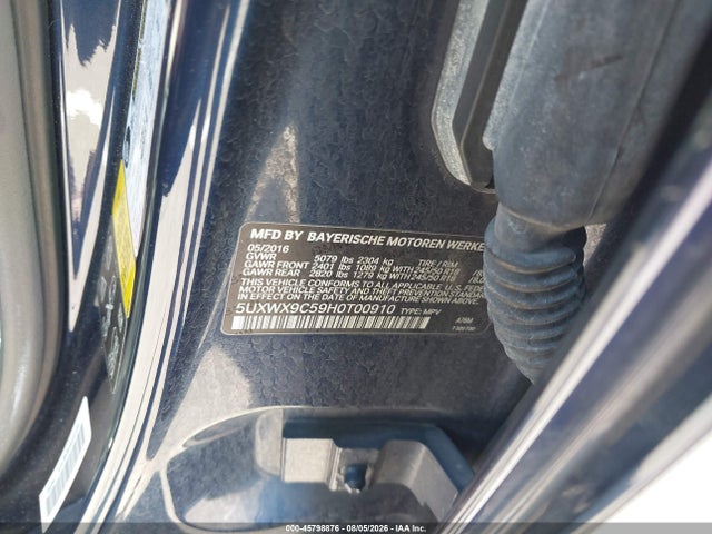 45798876 :رقم المزاد ، 5UXWX9C59H0T00910 vin ، 2017 Bmw X3 Xdrive28i مزاد بيع