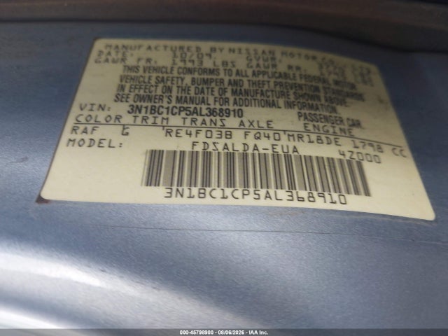 Aukcja sprzedaży 2010 Nissan Versa 1.8s, vin: 3N1BC1CP5AL368910, numer aukcji: 45798900