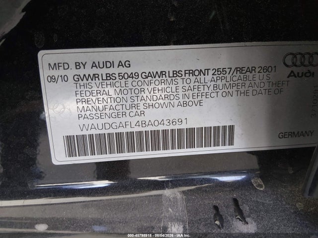 Aukcja sprzedaży 2011 Audi S4 3.0 Premium Plus, vin: WAUDGAFL4BA043691, numer aukcji: 45798918