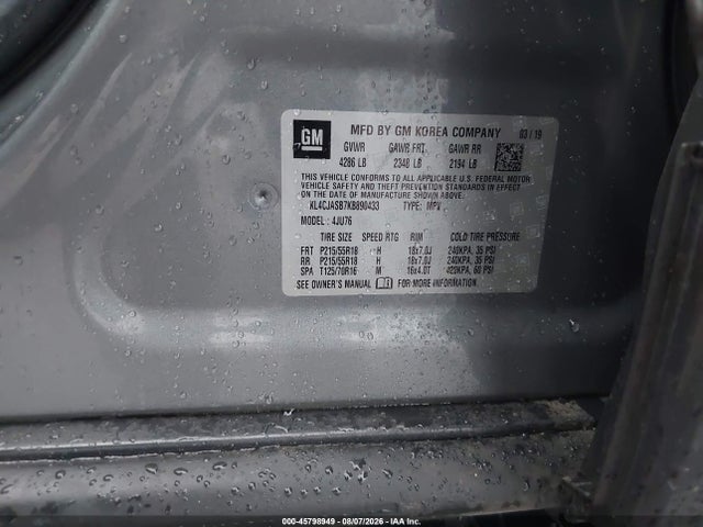 Продажа на аукционе авто 2019 Buick Encore Fwd Preferred, vin: KL4CJASB7KB890433, номер лота: 45798949