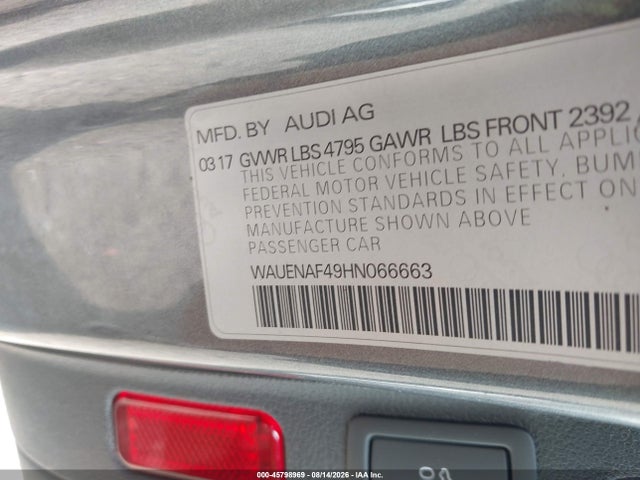 Продаж на аукціоні авто 2017 Audi A4 Premium Plus, vin: WAUENAF49HN066663, номер лоту: 45798969
