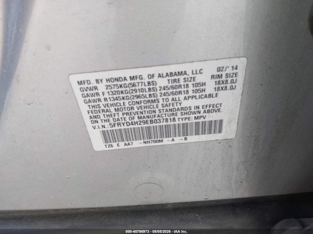 Продаж на аукціоні авто 2014 Acura Mdx, vin: 5FRYD4H29EB037818, номер лоту: 45798973