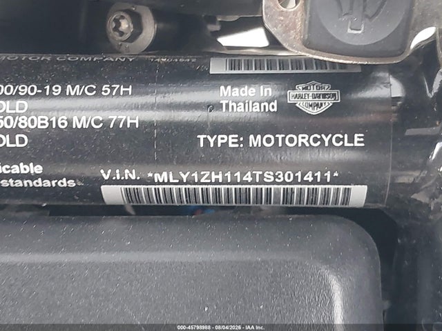 45798988 :رقم المزاد ، MLY1ZH114TS301411 vin ، 2026 Harley-davidson Rh975 مزاد بيع