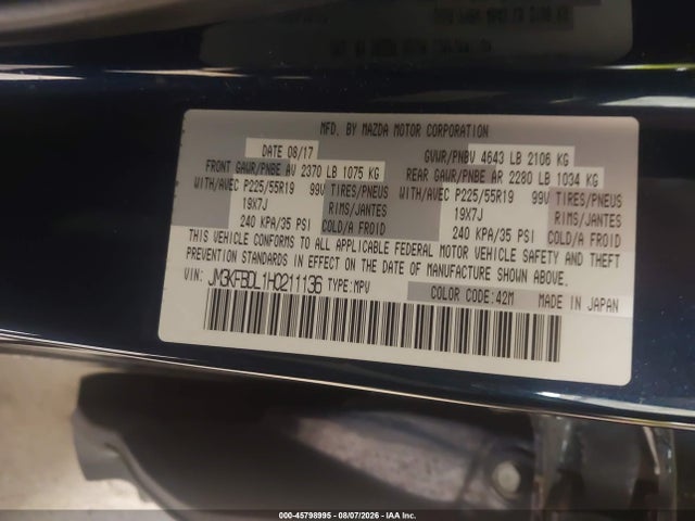 Продажа на аукционе авто 2017 Mazda Cx-5 Grand Select, vin: JM3KFBDL1H0211136, номер лота: 45798995