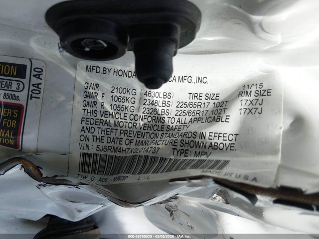 45799029 :رقم المزاد ، 5J6RM4H7XGL014737 vin ، 2016 Honda Cr-v Ex-l مزاد بيع