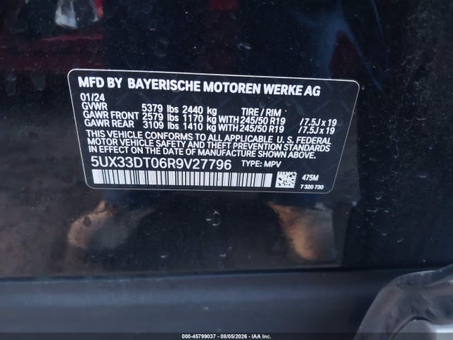 2024 Bmw X4 Xdrive30i მანქანა იყიდება აუქციონზე, vin: 5UX33DT06R9V27796, აუქციონის ნომერი: 45799037