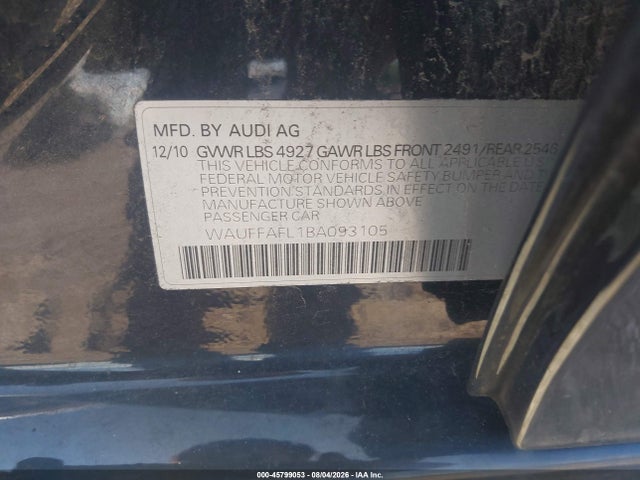 Aukcja sprzedaży 2011 Audi A4 2.0t Premium, vin: WAUFFAFL1BA093105, numer aukcji: 45799053