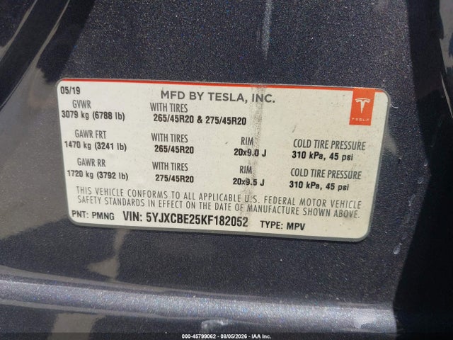 Tesla Model X 100d/75d/long Range 2019 5YJXCBE25KF182052 Image 9