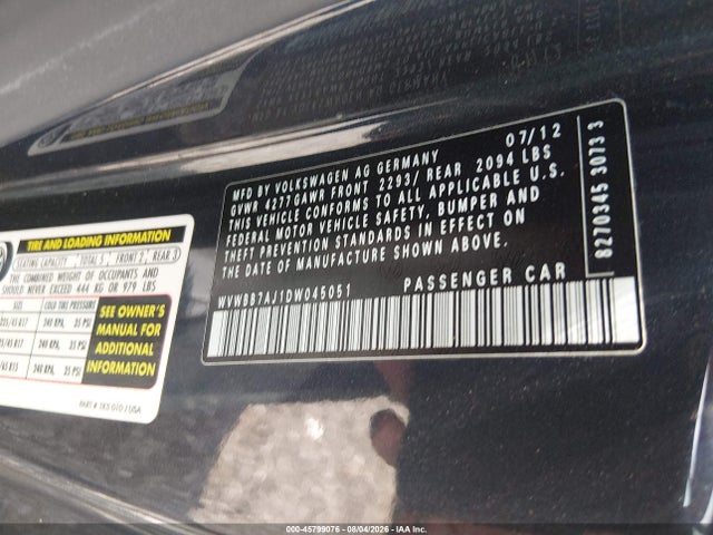 Продаж на аукціоні авто 2013 Volkswagen Golf 2.5l 2-door, vin: WVWBB7AJ1DW045051, номер лоту: 45799076