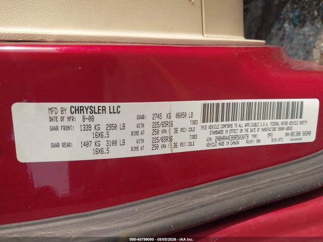 45799090 :رقم المزاد ، 2A8HR44E89R503079 vin ، 2009 Chrysler Town & Country Lx مزاد بيع