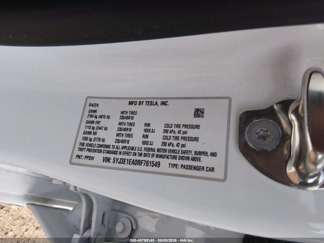 5YJ3E1EA0RF761549 Tesla Model 3 Long Range Dual Motor All-wheel Drive/rear-wheel Drive