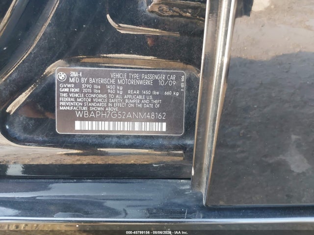 2010 Bmw 328i მანქანა იყიდება აუქციონზე, vin: WBAPH7G52ANM48162, აუქციონის ნომერი: 45799156