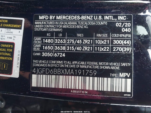 Продаж на аукціоні авто 2021 Mercedes-benz Amg Gle 53 Coupe 4matic, vin: 4JGFD6BBXMA191759, номер лоту: 45799170