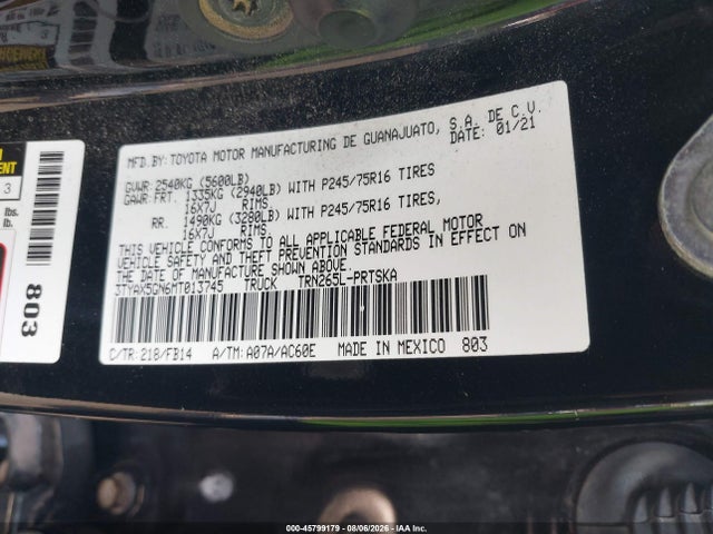 Toyota Tacoma Sr 2021 3TYAX5GN6MT013745 Image 9