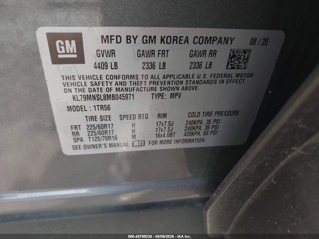 KL79MNSL8MB045971 Chevrolet Trailblazer Awd Ls