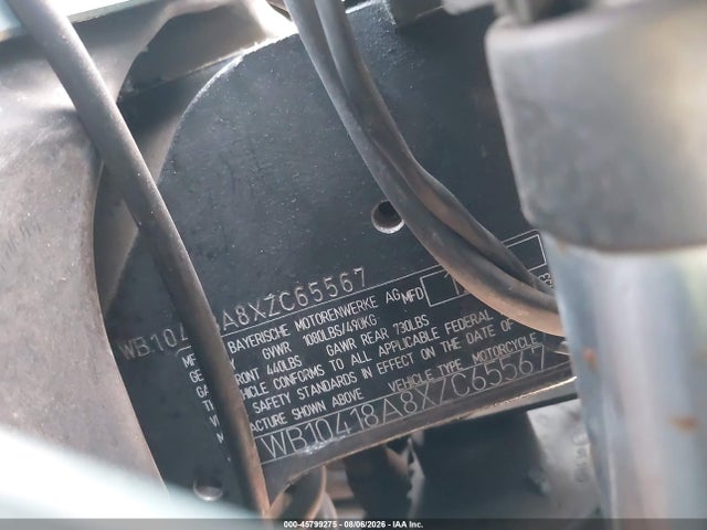 45799275 :رقم المزاد ، WB10418A8XZC65567 vin ، 1999 Bmw R1100 Rt مزاد بيع