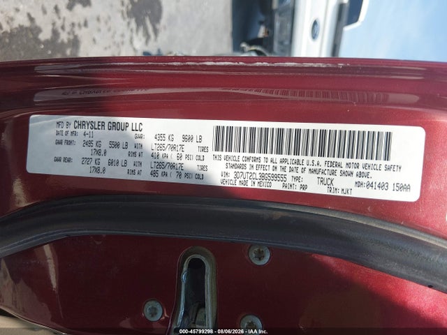45799298 :رقم المزاد ، 3D7UT2CL3BG599555 vin ، 2011 Ram Ram 2500 Slt مزاد بيع