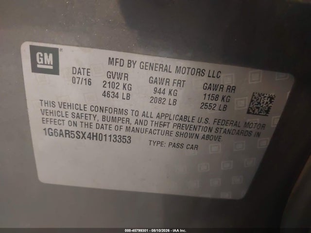 Aukcja sprzedaży 2017 Cadillac Cts Luxury, vin: 1G6AR5SX4H0113353, numer aukcji: 45799301