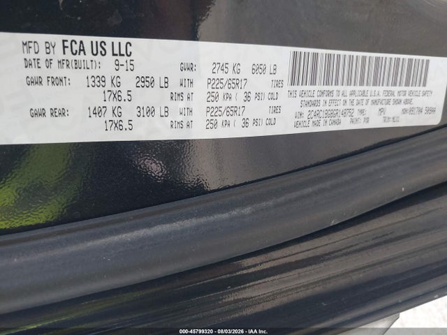 2016 Chrysler Town & Country Touring მანქანა იყიდება აუქციონზე, vin: 2C4RC1BG8GR148752, აუქციონის ნომერი: 45799320