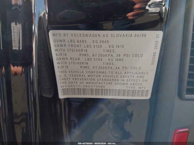 2008 Volkswagen Touareg 2 Vr6 Fsi მანქანა იყიდება აუქციონზე, vin: WVGBE77L58D070080, აუქციონის ნომერი: 45799344