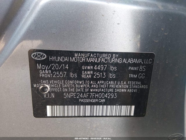 Hyundai SONATA SE 2015 5NPE24AF7FH004293 Image 9