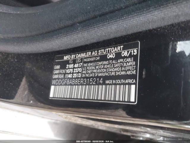 45799369 :رقم المزاد ، WDDGF8AB8ER315214 vin ، 2014 Mercedes-benz C 300 Sport 4matic مزاد بيع