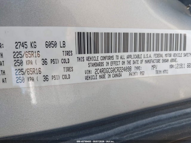 Aukcja sprzedaży 2012 Dodge Grand Caravan Sxt, vin: 2C4RDGCG0CR224098, numer aukcji: 45799485