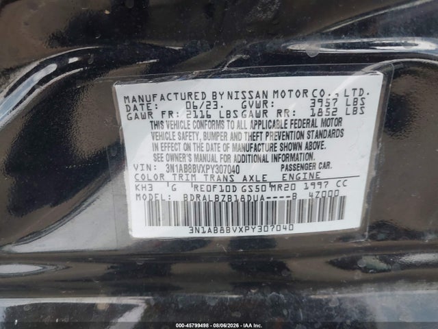 Nissan Sentra S Xtronic Cvt 2023 3N1AB8BVXPY307040 Image 9