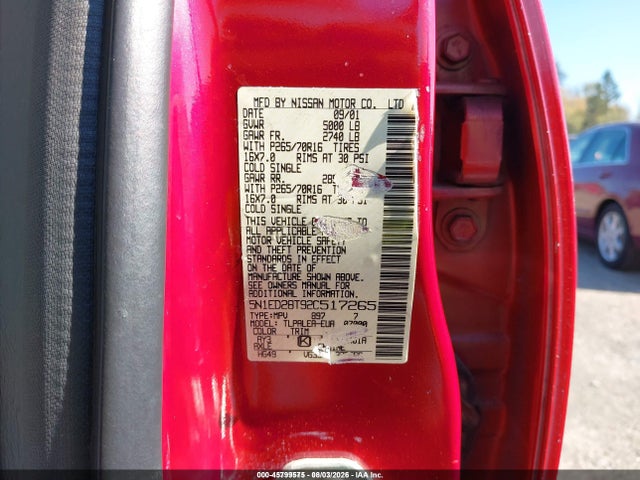 45799575 :رقم المزاد ، 5N1ED28T92C517265 vin ، 2002 Nissan Xterra Xe مزاد بيع