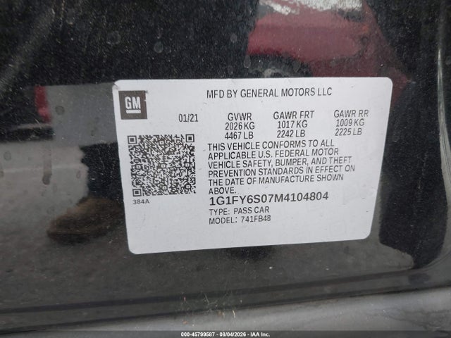 1G1FY6S07M4104804 Chevrolet Bolt Ev Fwd Lt