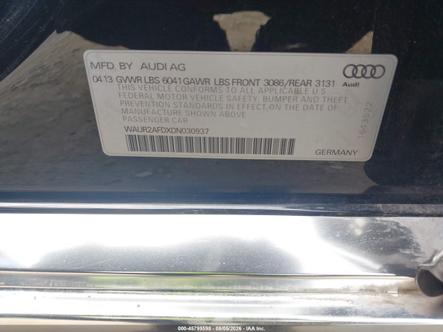 Продаж на аукціоні авто 2013 Audi A8 L 4.0t, vin: WAUR2AFDXDN030937, номер лоту: 45799598
