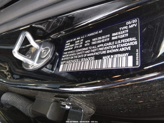 2020 Porsche Macan S მანქანა იყიდება აუქციონზე, vin: WP1AB2A50LLB36005, აუქციონის ნომერი: 45799608