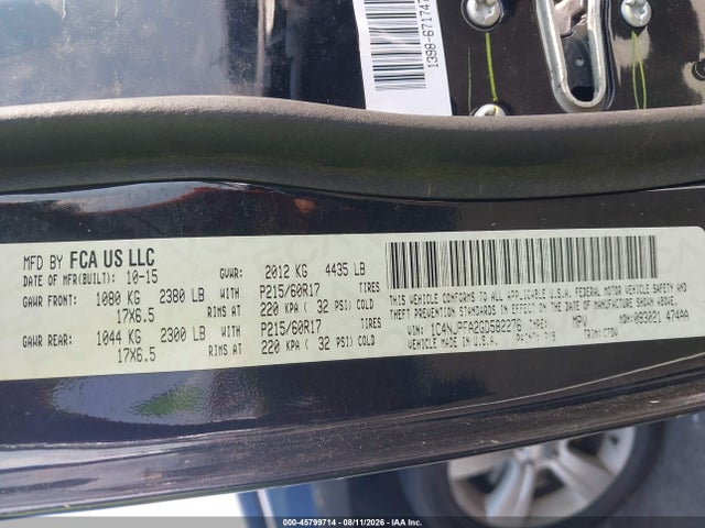 Продажа на аукционе авто 2016 Jeep Patriot Latitude, vin: 1C4NJPFA2GD582276, номер лота: 45799714
