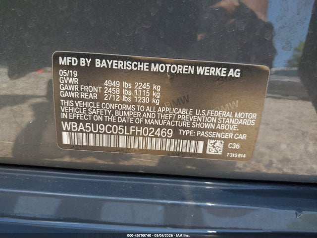Aukcja sprzedaży 2020 Bmw M340i, vin: WBA5U9C05LFH02469, numer aukcji: 45799740