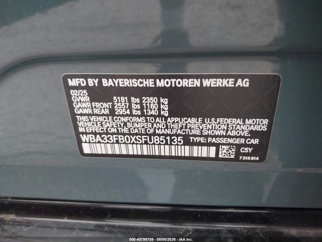 Продаж на аукціоні авто 2025 Bmw 430i Gran Coupe Xdrive, vin: WBA33FB0XSFU85135, номер лоту: 45799789