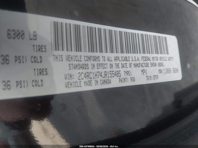 Aukcja sprzedaży 2018 Chrysler Pacifica Hybrid Touring Plus, vin: 2C4RC1H74JR155485, numer aukcji: 45799804