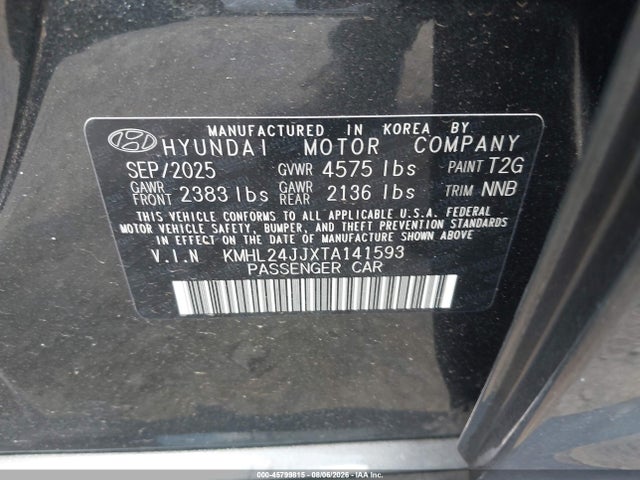 2026 Hyundai Sonata Hybrid Blue მანქანა იყიდება აუქციონზე, vin: KMHL24JJXTA141593, აუქციონის ნომერი: 45799815