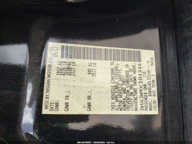 45799897 :رقم المزاد ، 1N4AL3AP4JC104344 vin ، 2018 Nissan Altima 2.5 Sr مزاد بيع