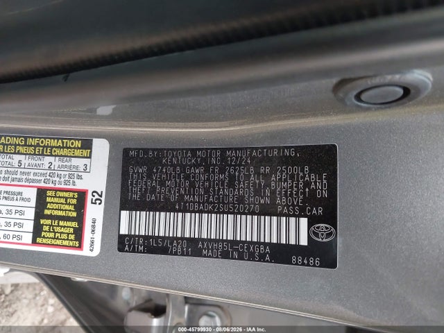 Toyota CAMRY XLE 2025 4T1DBADK2SU520270 Image 9