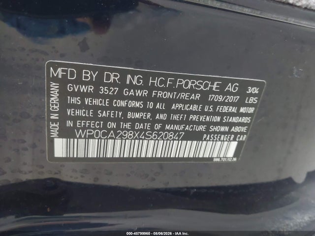 Aukcja sprzedaży 2004 Porsche Boxster, vin: WP0CA298X4S620847, numer aukcji: 45799960