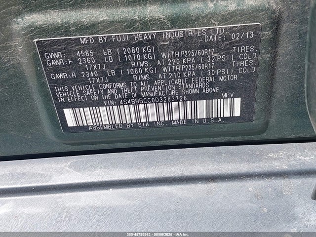 Продажа на аукционе авто 2013 Subaru Outback 2.5i Premium, vin: 4S4BRBCC0D3283726, номер лота: 45799963