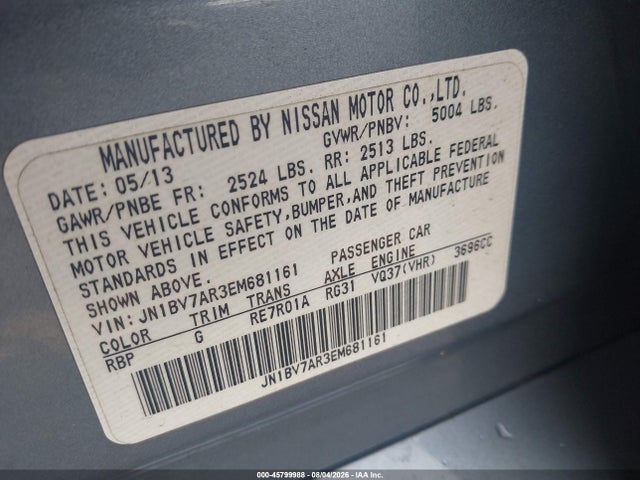 Aukcja sprzedaży 2014 Infiniti Q50 Premium, vin: JN1BV7AR3EM681161, numer aukcji: 45799988