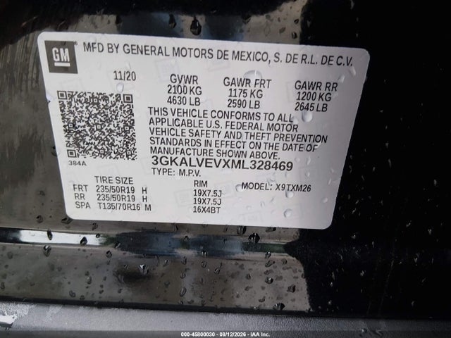 Aukcja sprzedaży 2021 Gmc Terrain Awd Slt, vin: 3GKALVEVXML328469, numer aukcji: 45800030