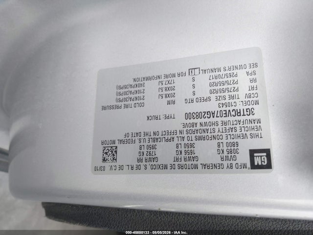 Продаж на аукціоні авто 2010 Gmc Sierra 1500 Sle, vin: 3GTRCVE07AG208300, номер лоту: 45800133