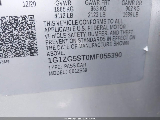 1G1ZG5ST0MF055390 Chevrolet Malibu Fwd Rs