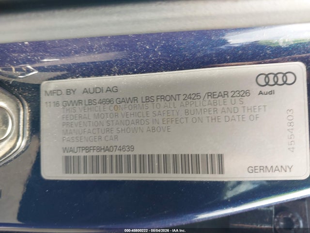 Продаж на аукціоні авто 2017 Audi A3 Sportback E-tron Premium Plus, vin: WAUTPBFF8HA074639, номер лоту: 45800222