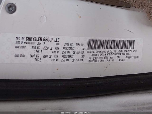 Продаж на аукціоні авто 2012 Chrysler Town & Country Touring-l, vin: 2C4RC1CG5CR345886, номер лоту: 45800244